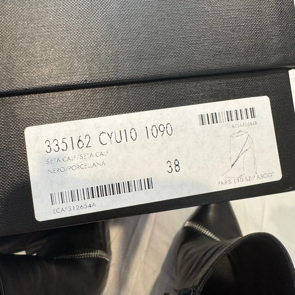 Saint Laurent Black and White Ankle Boots - Picture 15 of 16